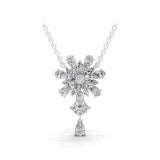 Lab Grown Multi Shape Diamond 5.86Ct Floral Cluster Pendant 14K Fine Gold Necklace