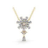 Lab Grown Multi Shape Diamond 5.86Ct Floral Cluster Pendant 14K Fine Gold Necklace
