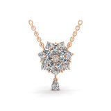 14K Fine Gold Multi Stone Lab Grown Diamond Charm Pendant Necklace 3.11Ct