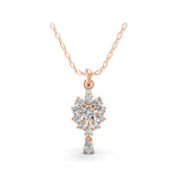 Floral Cluster Pendant 14K Fine Gold 1.04Ct Lab Grown Multi Cut Diamond Necklace