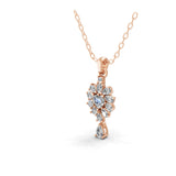 Floral Cluster Pendant 14K Fine Gold 1.04Ct Lab Grown Multi Cut Diamond Necklace