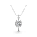 Floral Cluster Pendant 14K Fine Gold 1.04Ct Lab Grown Multi Cut Diamond Necklace