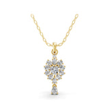 Floral Cluster Pendant 14K Fine Gold 1.04Ct Lab Grown Multi Cut Diamond Necklace