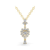 1.30Ct Lab Grown Multi Shape Diamond Cluster Pendant 14K Fine Gold Necklace