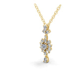 1.30Ct Lab Grown Multi Shape Diamond Cluster Pendant 14K Fine Gold Necklace
