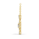 1.30Ct Lab Grown Multi Shape Diamond Cluster Pendant 14K Fine Gold Necklace