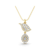14K Fine Gold Lab Grown Pear Round Cut Diamond Pendant Necklace 1.96Ct
