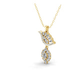 14K Fine Gold Lab Grown Pear Round Cut Diamond Pendant Necklace 1.96Ct