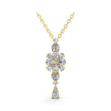 14K Fine Gold Multi Stone Lab Grown Diamond Charm Pendant Necklace 2.40Ct