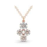 1.99Ct Floral Pendant Pear Round Cut Lab Grown Diamond Necklace 14K Fine Gold