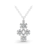 1.99Ct Floral Pendant Pear Round Cut Lab Grown Diamond Necklace 14K Fine Gold