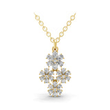 1.99Ct Floral Pendant Pear Round Cut Lab Grown Diamond Necklace 14K Fine Gold