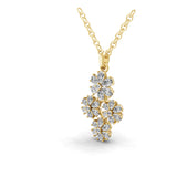 1.99Ct Floral Pendant Pear Round Cut Lab Grown Diamond Necklace 14K Fine Gold