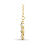 1.99Ct Floral Pendant Pear Round Cut Lab Grown Diamond Necklace 14K Fine Gold