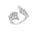 1.60Ct Lab Grown Pear Round Diamond Leaf Shape Cluster Set Ring 14K Gold