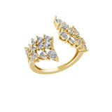 1.60Ct Lab Grown Pear Round Diamond Leaf Shape Cluster Set Ring 14K Gold