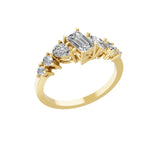 Pear Emerald Cut Minimalist Ring Lab Grown Diamond 0.49Ct 14K Fine Gold