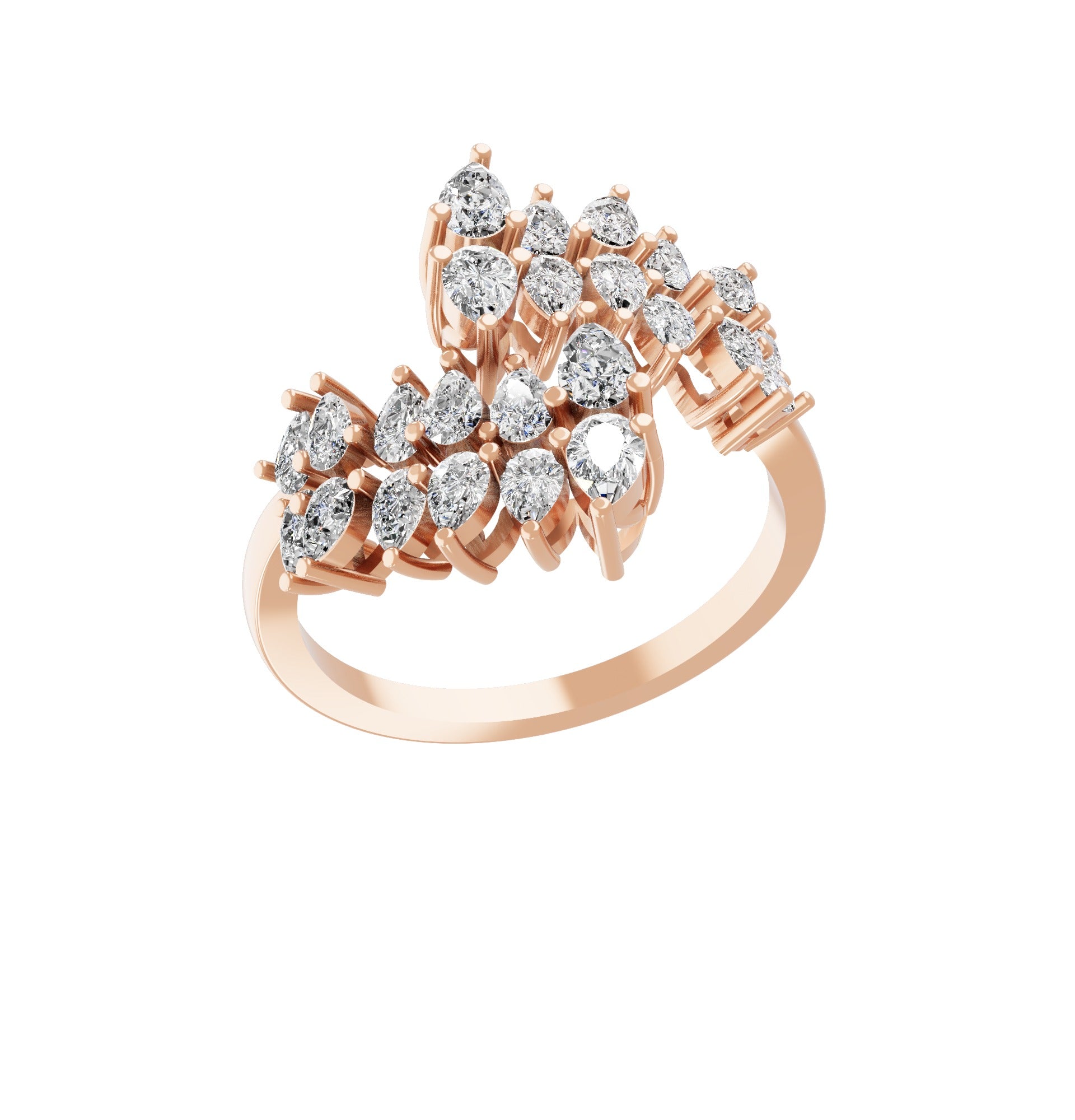 Pear Cut Lab Grown Diamond 14K Fine Gold Bypass Promise Ring 1.44Ct