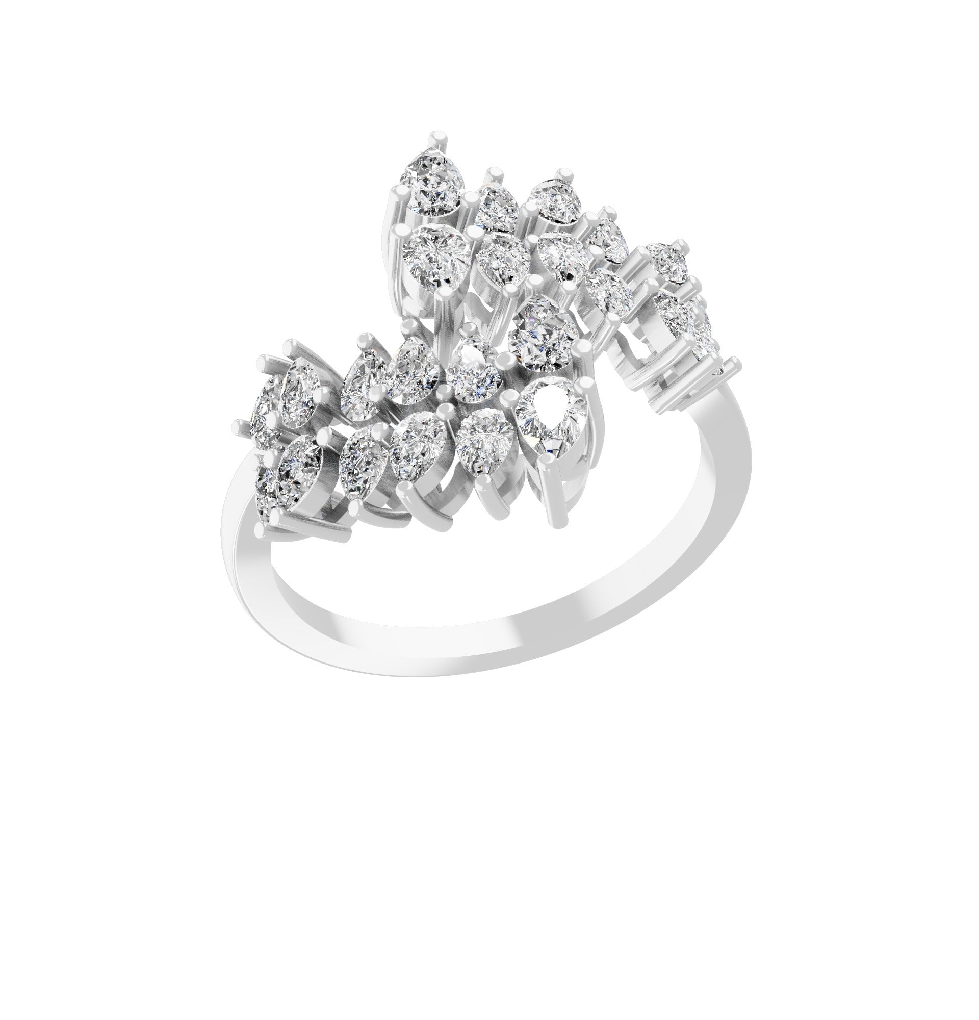 Pear Cut Lab Grown Diamond 14K Fine Gold Bypass Promise Ring 1.44Ct