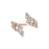 Lab Grown Round Pear Diamond Open Style Promise Ring 14K Fine Gold 1.02Ct