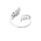 Lab Grown Round Pear Diamond Open Style Promise Ring 14K Fine Gold 1.02Ct
