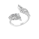 Lab Grown Round Pear Diamond Open Style Promise Ring 14K Fine Gold 1.02Ct