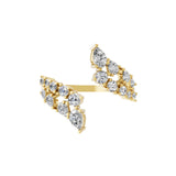Lab Grown Round Pear Diamond Open Style Promise Ring 14K Fine Gold 1.02Ct