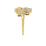 Round Pear Lab Grown Diamond 1.35Ct Bypass Promise Ring 14K Gold