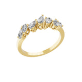14K Fine Gold 0.88Ct Pear Cut lab Grown Diamond Band Ring