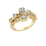 Lab Grown Pear Cut Diamond 1.41Ct Band Ring 14K Fine Gold