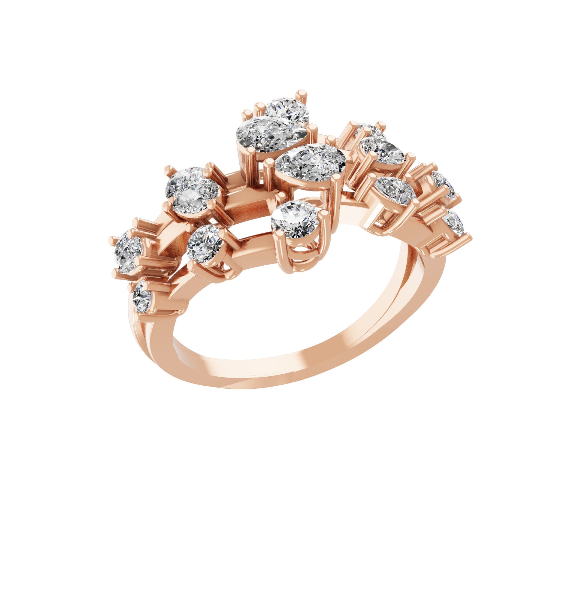 Pear Round Lab Grown Diamond 14K Fine Gold Stackable Ring 1.22Ct