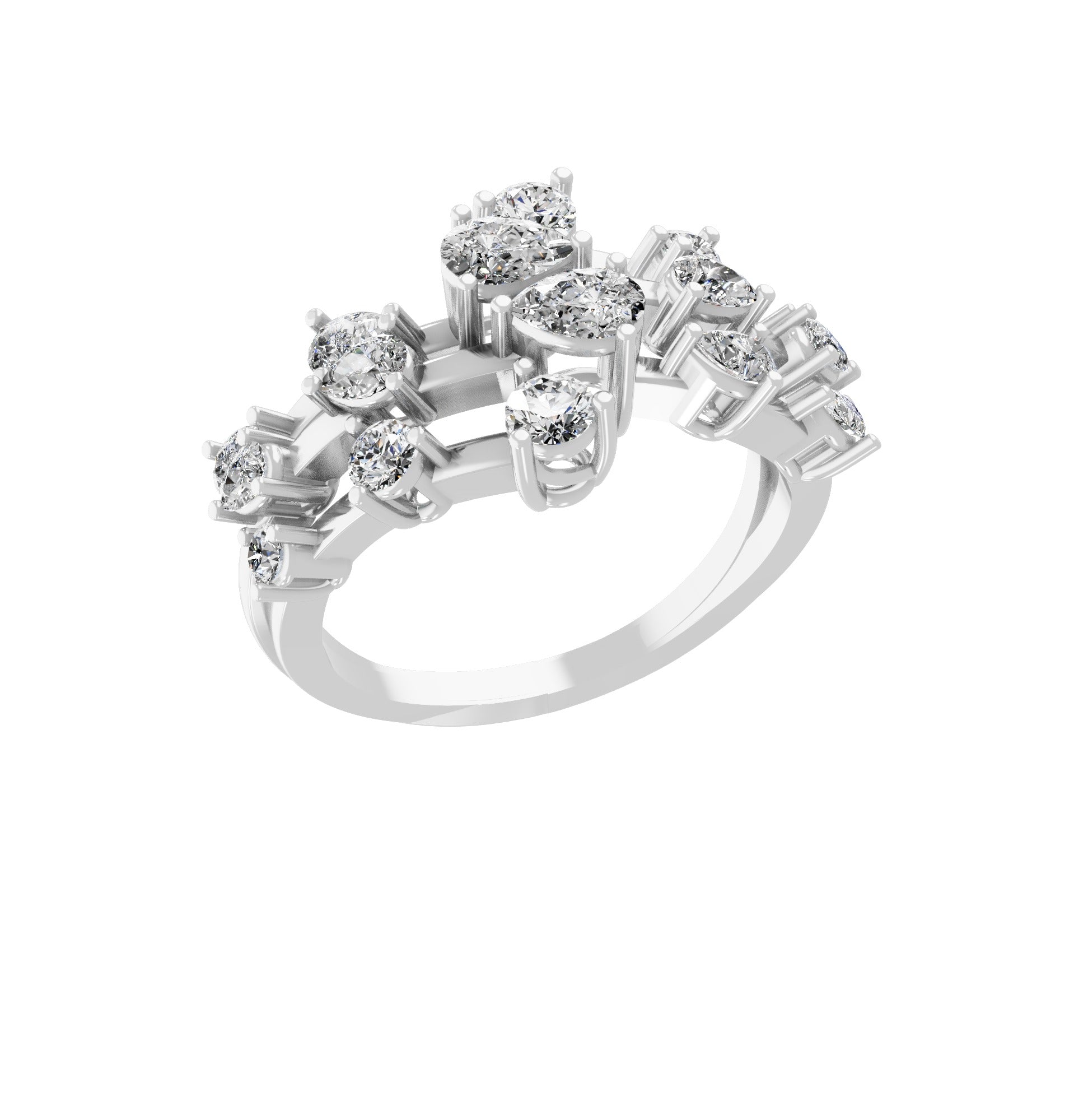 Pear Round Lab Grown Diamond 14K Fine Gold Stackable Ring 1.22Ct