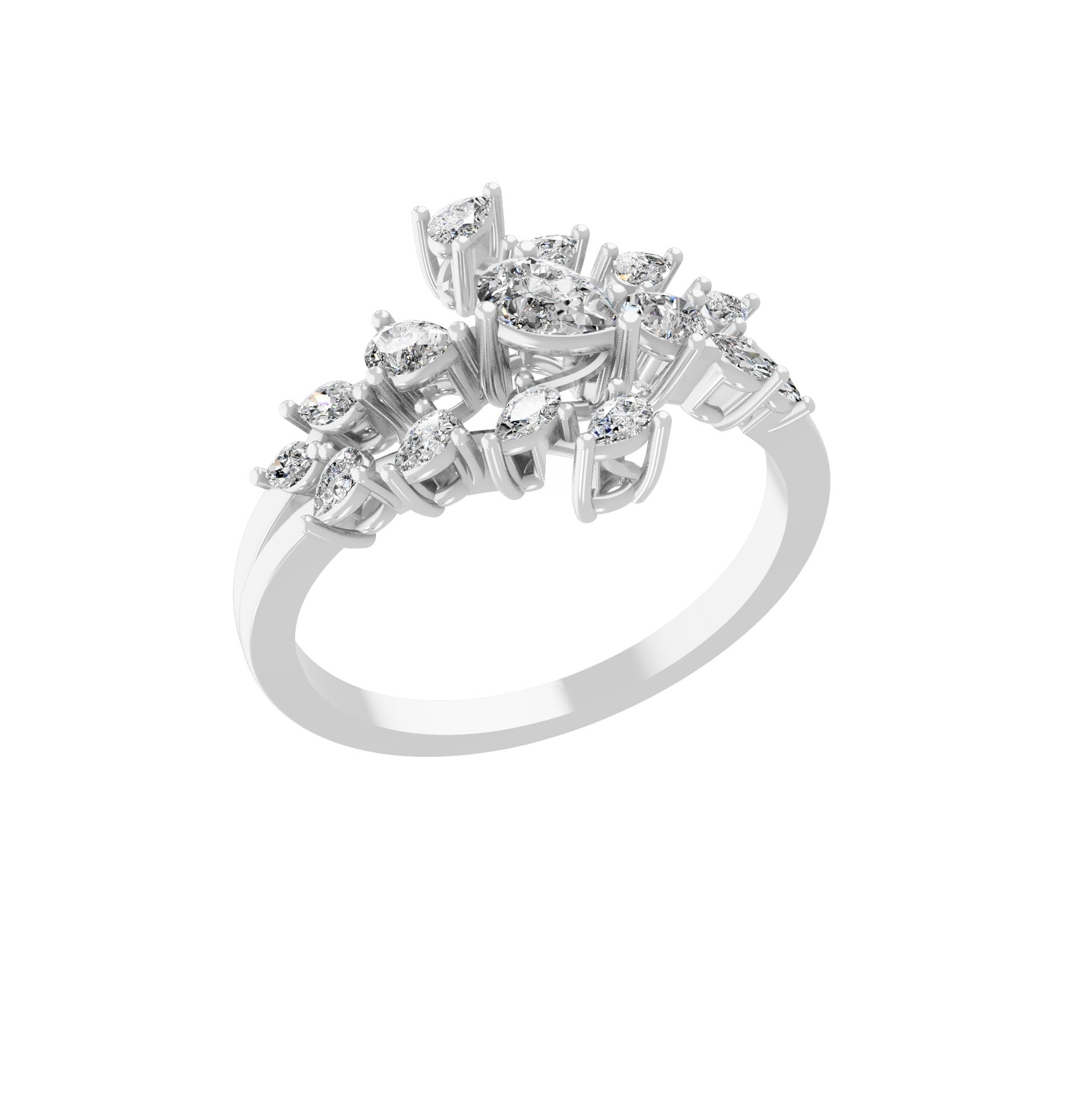0.72Ct Pear Marquise Lab Grown Diamond Bypass Style Open Ring 14K Gold