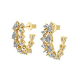 Lab Grown Pear Round Diamond 14K Fine Gold 2.01Ct Hoop Earrings