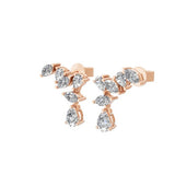 Cascading Design Ear Climber Earring 0.94Ct Lab Grown Diamond 14K Fine Gold