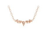Lab Grown Round Pear Diamond Delicate Curved Pendant 0.27Ct 14K Fine Gold Necklace