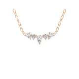 Lab Grown Round Pear Diamond Delicate Curved Pendant 0.27Ct 14K Fine Gold Necklace