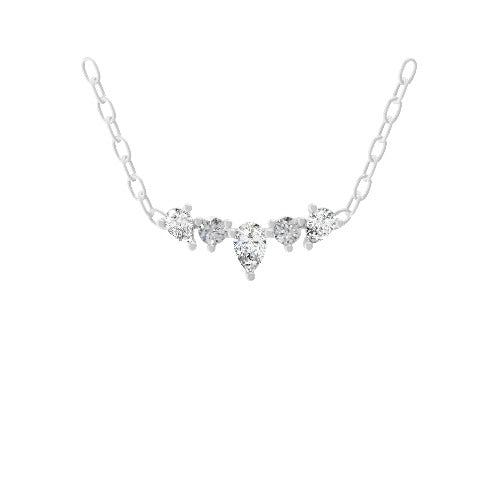 Lab Grown Round Pear Diamond Delicate Curved Pendant 0.27Ct 14K Fine Gold Necklace