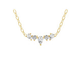 Lab Grown Round Pear Diamond Delicate Curved Pendant 0.27Ct 14K Fine Gold Necklace
