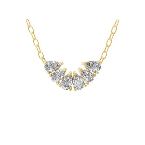 Lab Grown Pear Cut Diamond 0.57Ct Pendant 14K Fine Gold Necklace