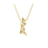0.48Ct Multi Cut Lab Grown Diamond 14K Fine Gold Cluster Drop Pendant Necklace