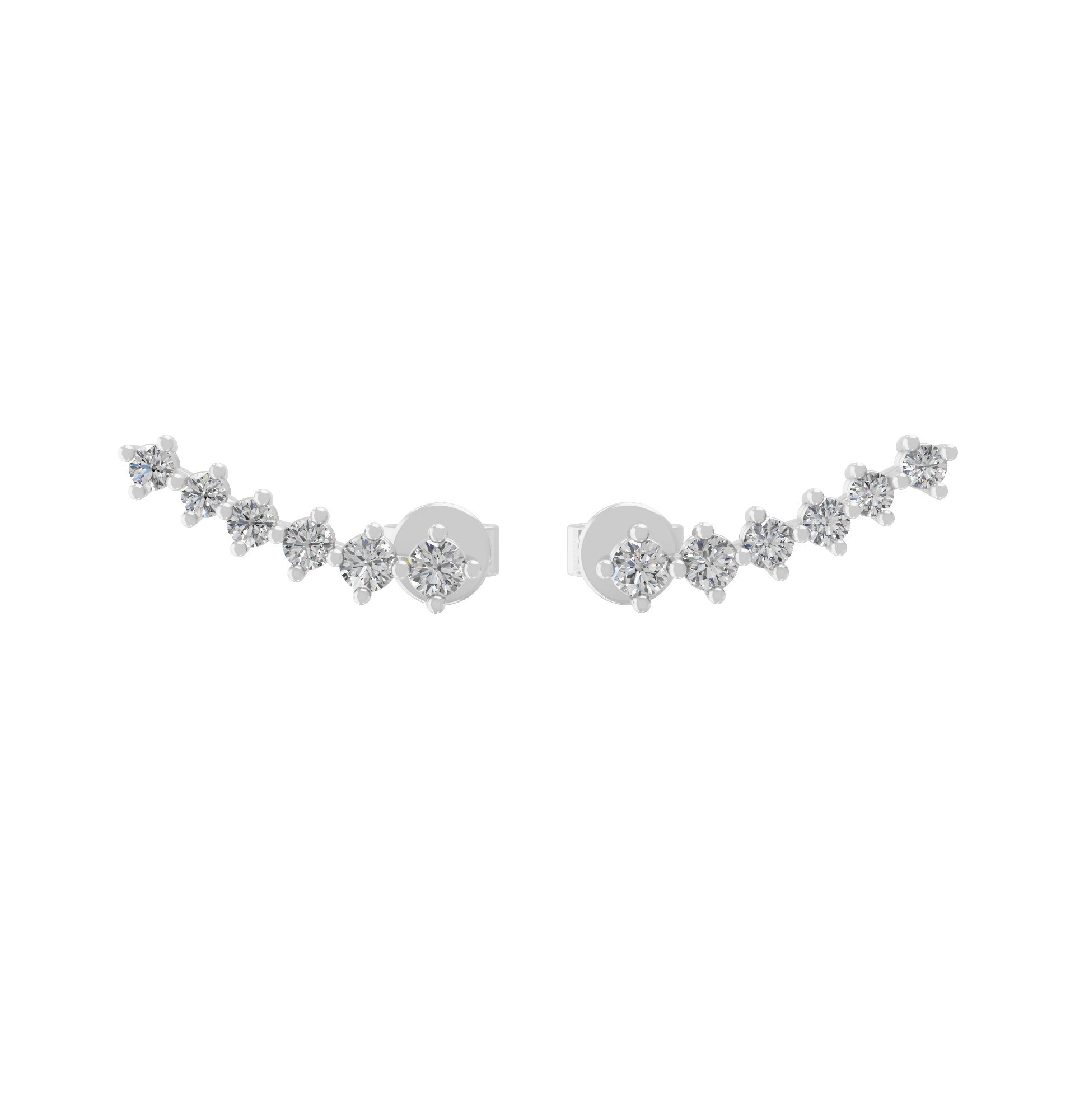 Curved Trail Lab Grown Diamond Climber Earrings 14K Fine Gold 0.32Ct