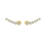 Curved Trail Lab Grown Diamond Climber Earrings 14K Fine Gold 0.32Ct
