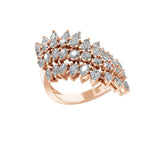 3.39Ct Lab Grown Pear Round Cut Cocktail Ring 14K Fine Gold