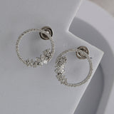 Lab Grown Diamond 1.91Ct Circle Floral Cluster Earrings 14K Fine Gold