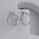 Lab Grown Diamond 1.91Ct Circle Floral Cluster Earrings 14K Fine Gold