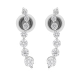 Lab Grown Diamond 14K Fine Gold Ear Climber Earrings Round Cut 1.12Ct