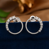 Graduated Lab Grown Diamond Open Circle Hoop Earrings 1.08Ct 14K Fine Gold