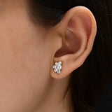Seven Stone Cluster Stud Earrings Lab Grown Diamond 14K Fine Gold 0.78Ct
