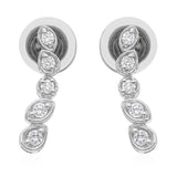 Ear Climber Earrings Lab Grown Diamond 14K Fine Gold Round Cut 0.27Ct